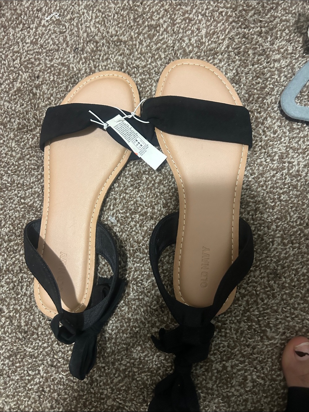 Old Navy Black Lace-Up Sandals with Tan Insole